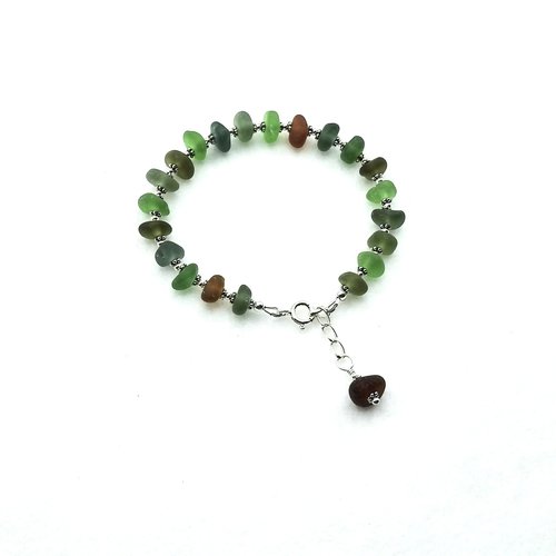 with a sterling silver chain brown sea glass dangle