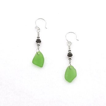 green sea glass earrings