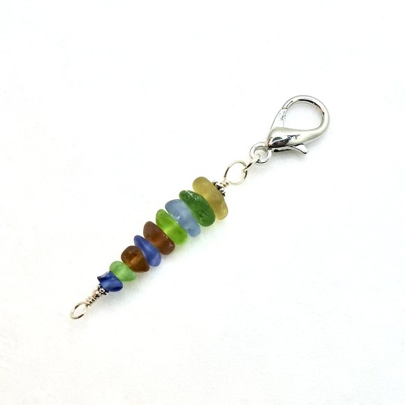 colorful sea glass zipper pull charm