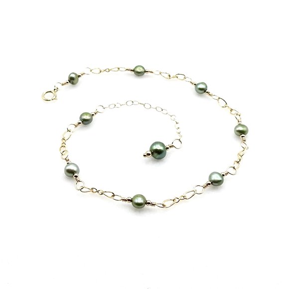 green freshwater pearl anklet