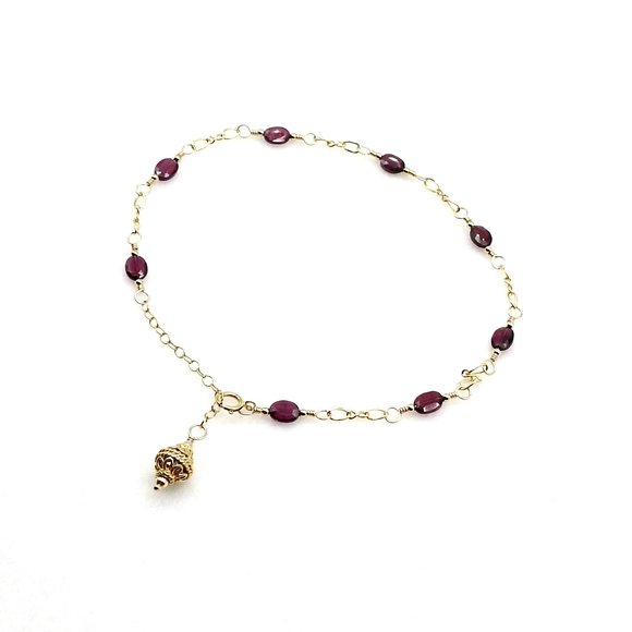 garnet gemstone gold Bali anklet