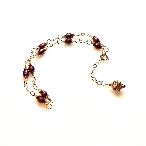 cranberry red freshwater pearl anklet