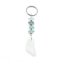Real Sea Glass Keychain Gifts for Friends, White Pendant Handcrafted Unique Keyring 