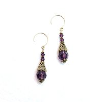 purple dangle crystal earrings 