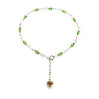 adjustable gold chain with gold vermeil Bali bead dangle