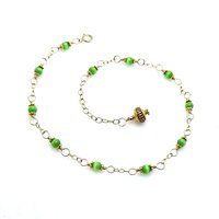 green beaded anklet for women