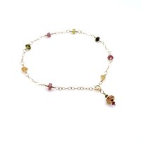 adjustable gold chain with Bali bead dangle