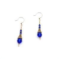 long blue crystal earrings for women