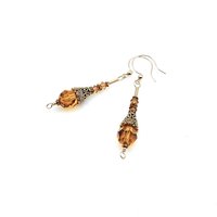 Long Topaz Orange Dangle Earrings for Women Pierced Elegant Style Handmade Jewelry Gifts