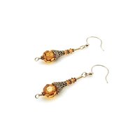 Long Topaz Orange Dangle Earrings for Women Pierced Elegant Style Handmade Jewelry Gifts