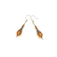 Long Topaz Orange Dangle Earrings for Women Pierced Elegant Style Handmade Jewelry Gifts