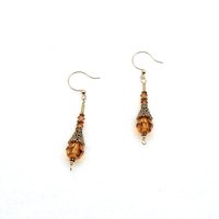 Long Topaz Orange Dangle Earrings for Women Pierced Elegant Style Handmade Jewelry Gifts