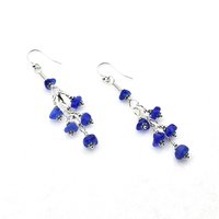 long cobalt blue silver pierced drops