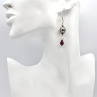 Crystal Teardrop Earrings Long Purple Pierced Silver Dangle Drops Handmade Jewelry Women's Gifts