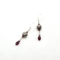 Crystal Teardrop Earrings Long Purple Pierced Silver Dangle Drops Handmade Jewelry Women's Gifts