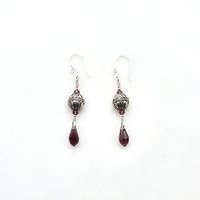 Crystal Teardrop Earrings Long Purple Pierced Silver Dangle Drops Handmade Jewelry Women's Gifts