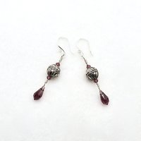 Crystal Teardrop Earrings Long Purple Pierced Silver Dangle Drops Handmade Jewelry Women's Gifts
