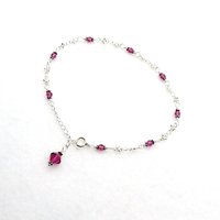 adjustable pretty sterling silver chain with crystal bead dangle 