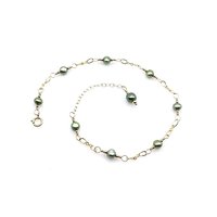 Green Freshwater Pearl Anklet for Women Adjustable Gold Chain Ankle Bracelet Handmade Jewelry 