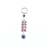 Purple and Pink Crystal Keychain Silver Chain Octagonal Dangle Charm Handbag Accessory Gifts