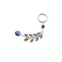 Purple and Pink Crystal Keychain Silver Chain Octagonal Dangle Charm Handbag Accessory Gifts