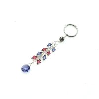 Purple and Pink Crystal Keychain Silver Chain Octagonal Dangle Charm Handbag Accessory Gifts