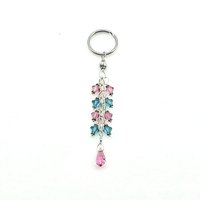 Crystal Dangle Keychain Turquoise Blue Pink Teardrop Charm Silver Chain Car Key Accessories Gifts