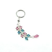 Crystal Dangle Keychain Turquoise Blue Pink Teardrop Charm Silver Chain Car Key Accessories Gifts