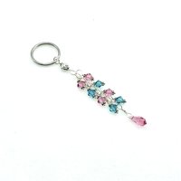 Crystal Dangle Keychain Turquoise Blue Pink Teardrop Charm Silver Chain Car Key Accessories Gifts