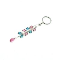 Crystal Dangle Keychain Turquoise Blue Pink Teardrop Charm Silver Chain Car Key Accessories Gifts