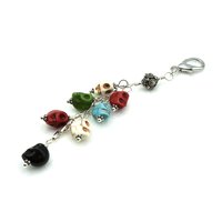 Howlite Skull Crystal Keychain Clip On Zipper Pull Charm Multi Color Handmade Chakra Gifts 