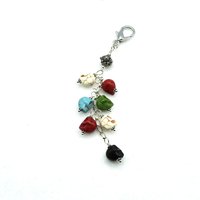 Howlite Skull Crystal Keychain Clip On Zipper Pull Charm Multi Color Handmade Chakra Gifts 