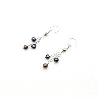 Dangling Freshwater Pearl Earrings Silver Chain Handmade Delicate Fashion Jewelry Gifts