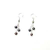 Dangling Freshwater Pearl Earrings Silver Chain Handmade Delicate Fashion Jewelry Gifts