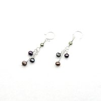 Dangling Freshwater Pearl Earrings Silver Chain Handmade Delicate Fashion Jewelry Gifts