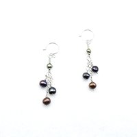 Dangling Freshwater Pearl Earrings Silver Chain Handmade Delicate Fashion Jewelry Gifts
