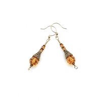 Long Topaz Orange Dangle Earrings for Women Pierced Elegant Style Handmade Jewelry Gifts