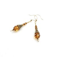 Long Topaz Orange Dangle Earrings for Women Pierced Elegant Style Handmade Jewelry Gifts