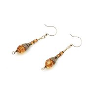 Long Topaz Orange Dangle Earrings for Women Pierced Elegant Style Handmade Jewelry Gifts