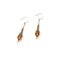 Long Topaz Orange Dangle Earrings for Women Pierced Elegant Style Handmade Jewelry Gifts