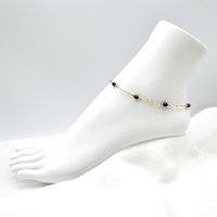 Black Pearl Anklet for Women Freshwater Iridescent Gold Ankle Bracelet Summer Gifts