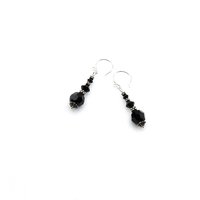 handmade with black crystal beads in graduated sizes 4, 6 and 8mm