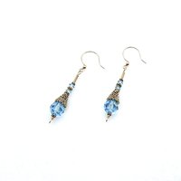 10mm faceted round crystal beads inside gold cone beads