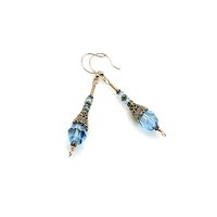 light aquamarine blue Swarovski Elements long crystal dangles