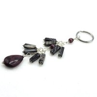 Gemstone Keychain Picasso Jasper and Purple Teardrop Handmade Dangly Keyring Gifts for Women