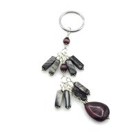 Gemstone Keychain Picasso Jasper and Purple Teardrop Handmade Dangly Keyring Gifts for Women