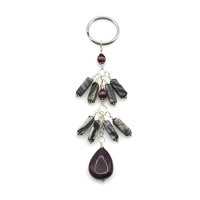 Gemstone Keychain Picasso Jasper and Purple Teardrop Handmade Dangly Keyring Gifts for Women