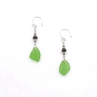 green sea glass earrings