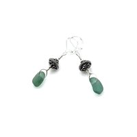 Sea Glass Earrings Teal Lever Back Dangle Drops Handmade Beach Jewelry Gifts