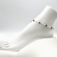 Skull Ankle Bracelet Emerald Green Adjustable Silver Chain Anklet for Women Ladies Handmade Gifts